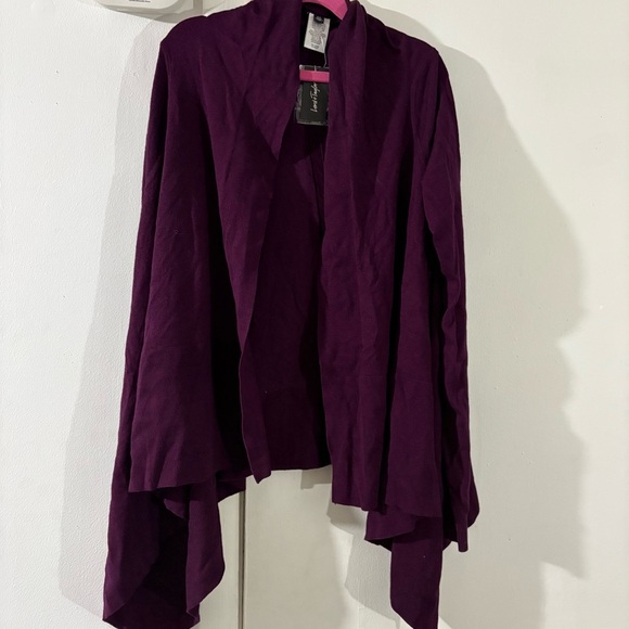 Lord & Taylor Open Front Waterfall Cardigan Womens S Purple Asymmetrical NEW - Picture 1 of 6